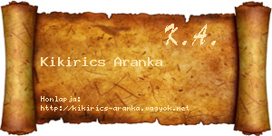 Kikirics Aranka névjegykártya